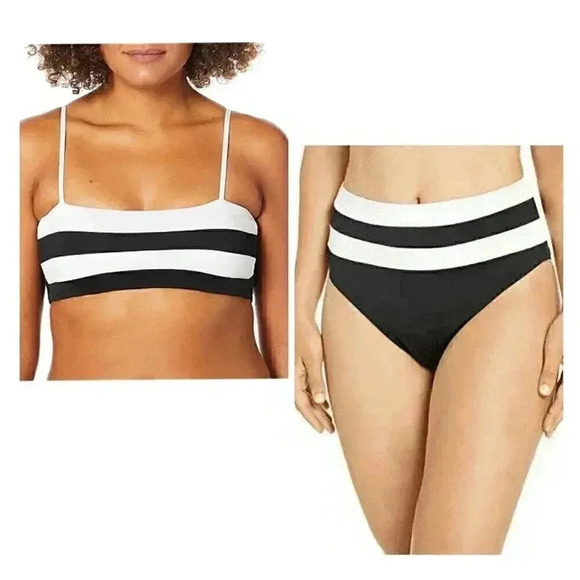 Bar lll Size XL Black And White Color Block 2 Piece Bikini Set Swimsuit - Picture 1 of 13